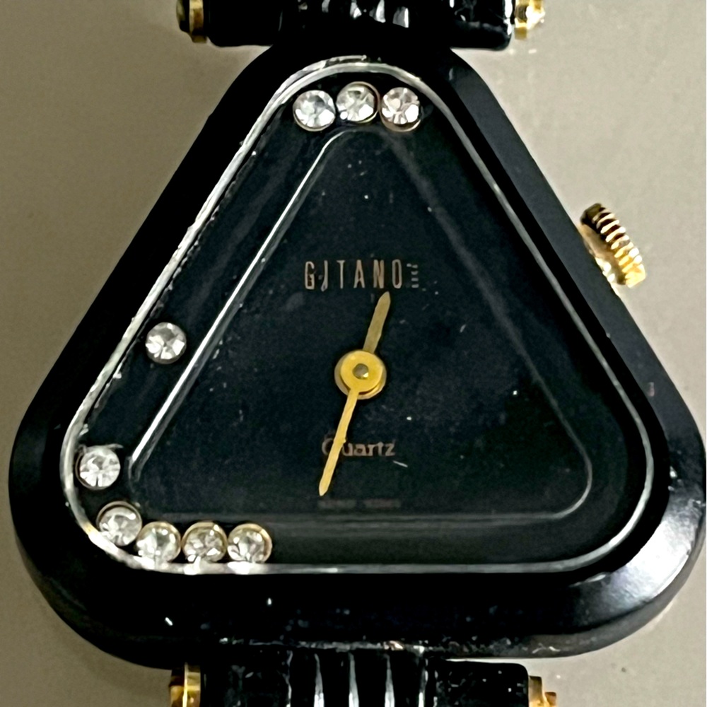 Rare Triangular 80's Swiss Floating Rhinestone Cr… - image 1